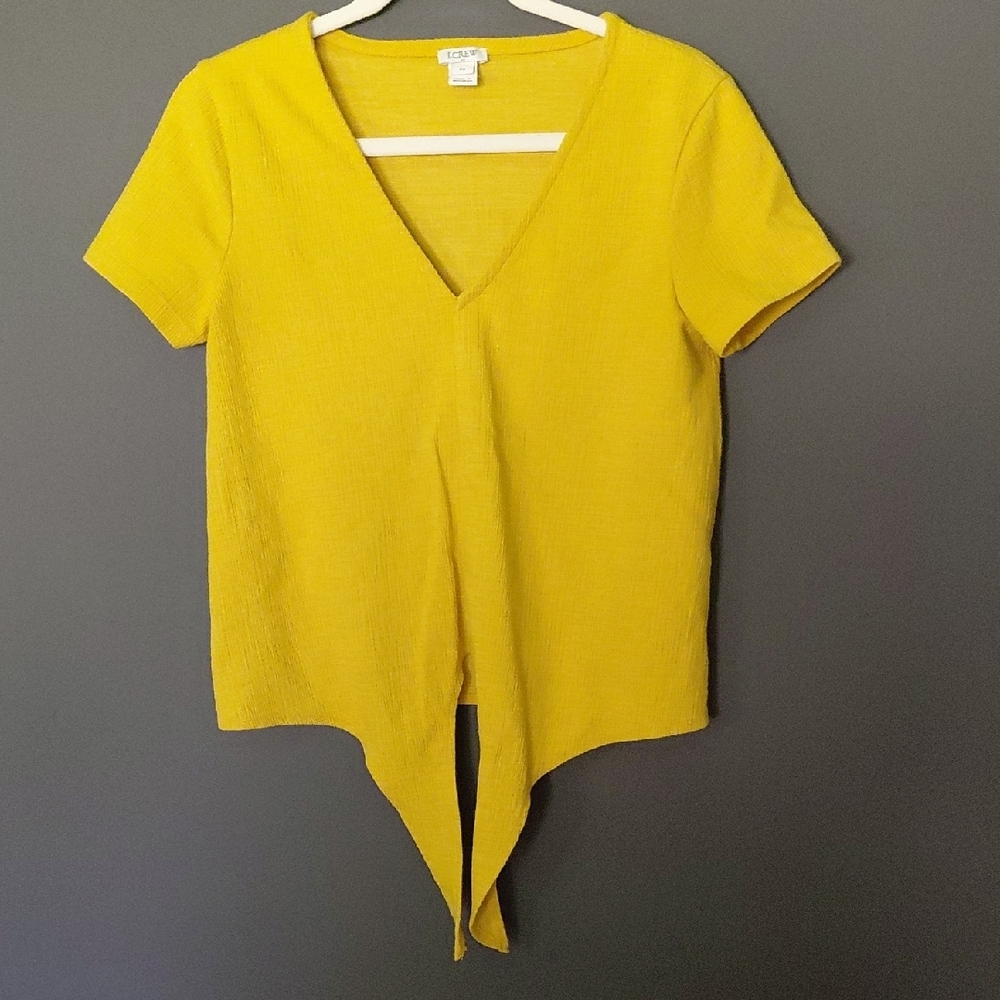 J. Crew XS Yellow Tie Front Short Sleeve Blouse